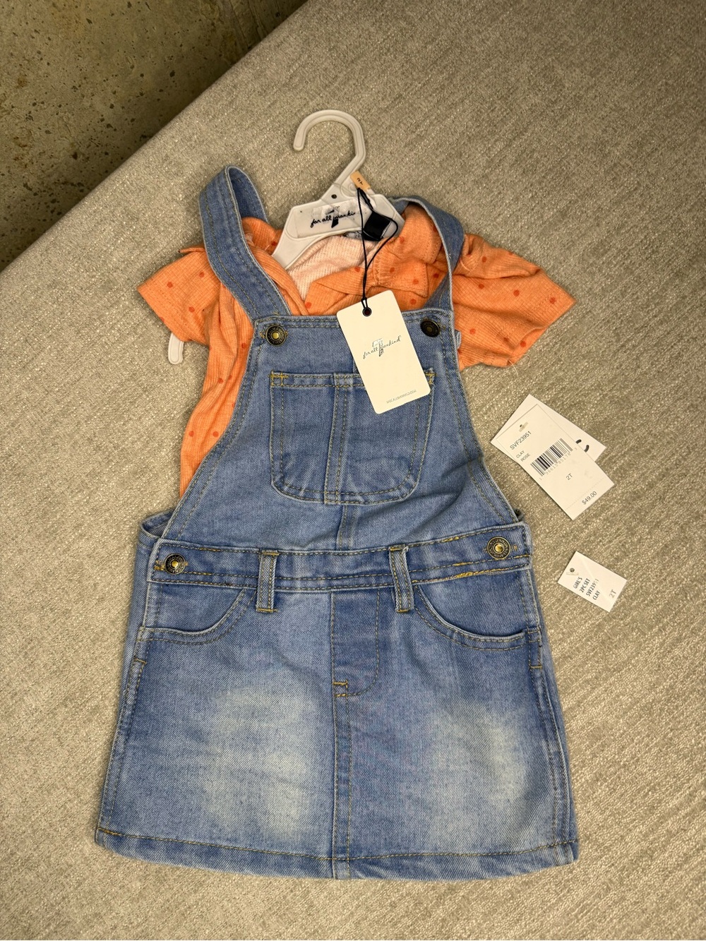 For All Mankind Girls 2-Piece Denim Overall Dress Set – Size 2T – NWT